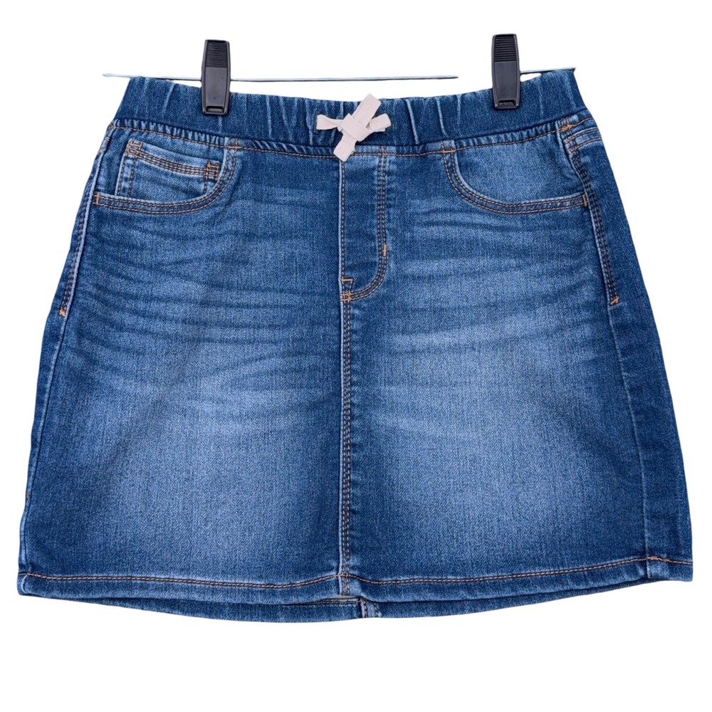GAP Kids Girls Denim A‎ Line Skirt Elastic Waist Drawstring Blue Size L
